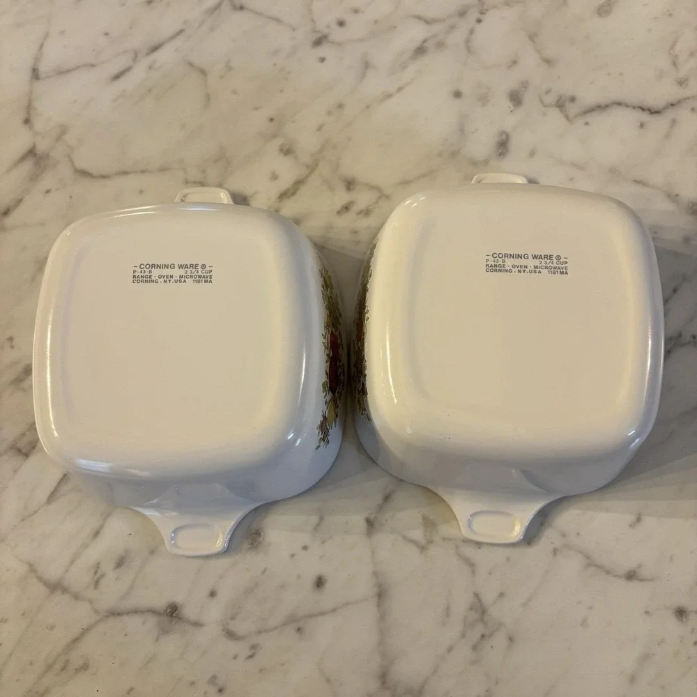 2 Corning Ware Spice Of Life Small Casserole Dishes 2 3/4 Cup P-43-B No Lids VTG